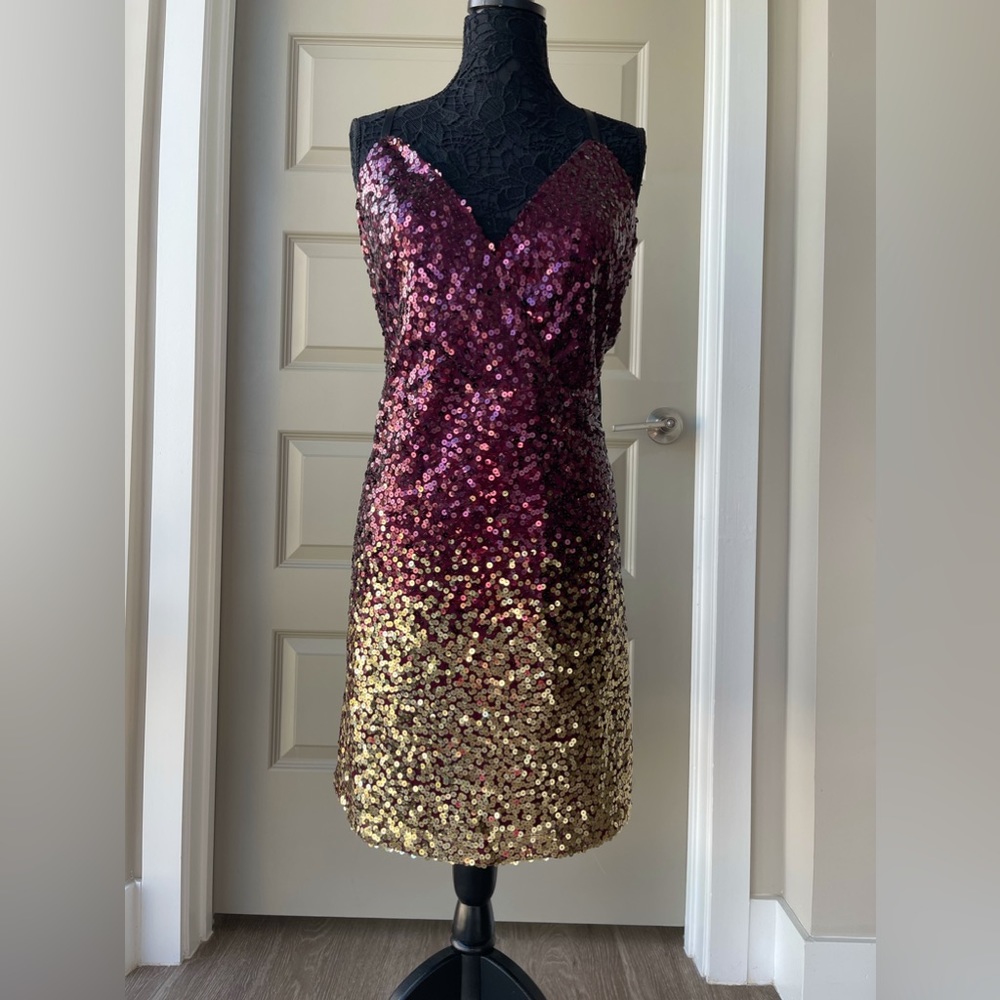 New burgundy/gold sequin dress, size 3X